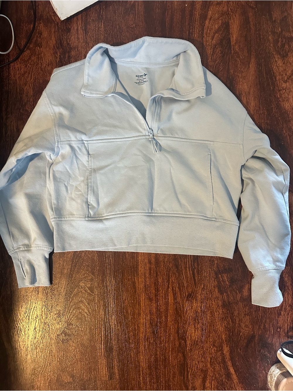 Old Navy Pale Blue Cropped Quarter-Zip Pullover